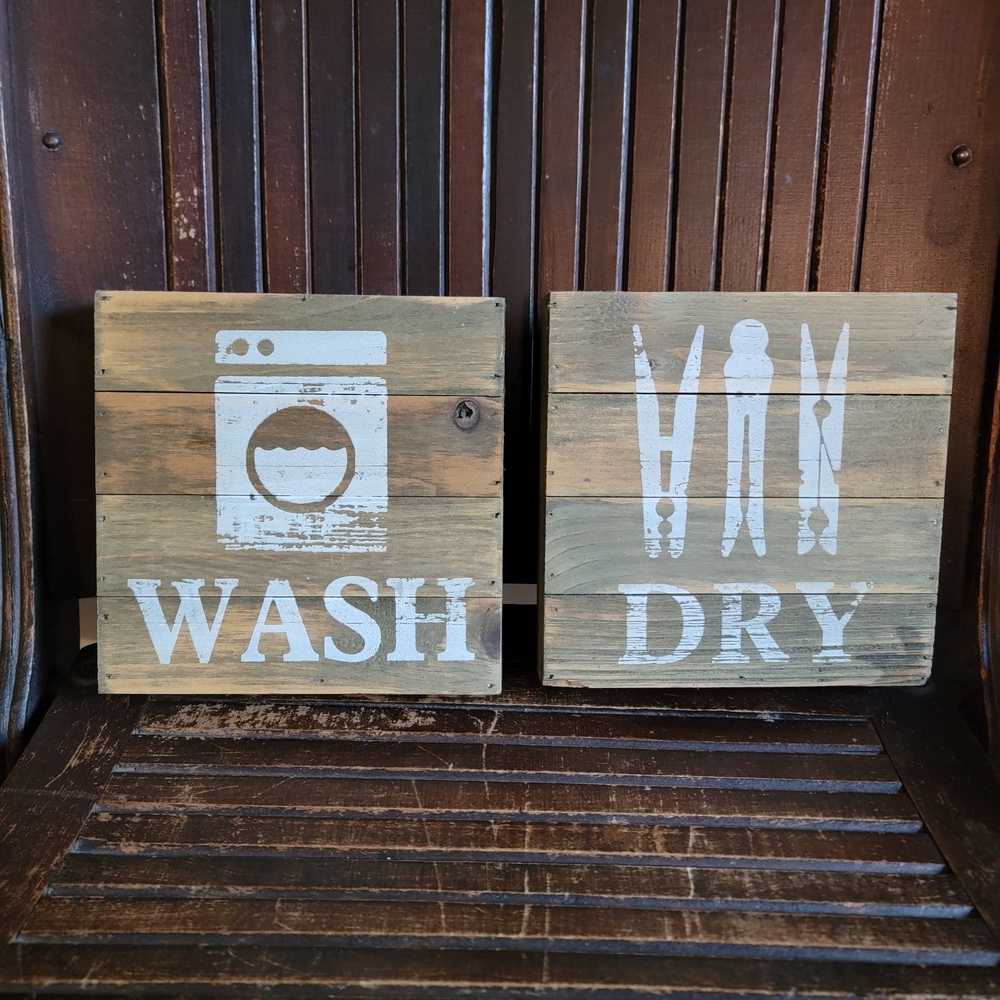 Rustic Wooden Laundry Signs